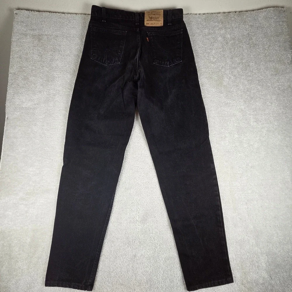 VTG Levis 550 Orange Tab Black Jeans Made In USA Mens 33x33 Relaxed Fit 90s